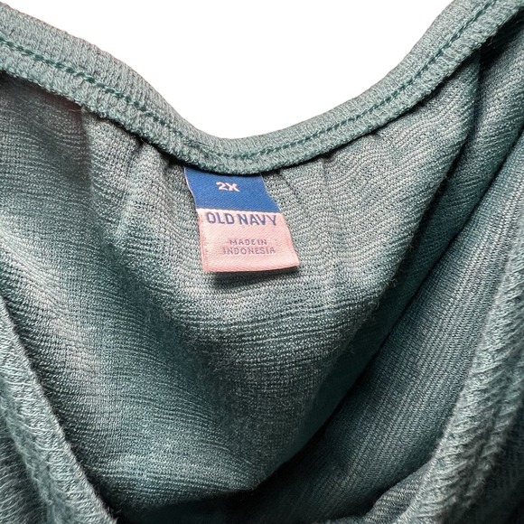 Old Navy Sz Plus 2X Textured O-Ring Halter Teal Romper beach resort cruise boho - Picture 6 of 8